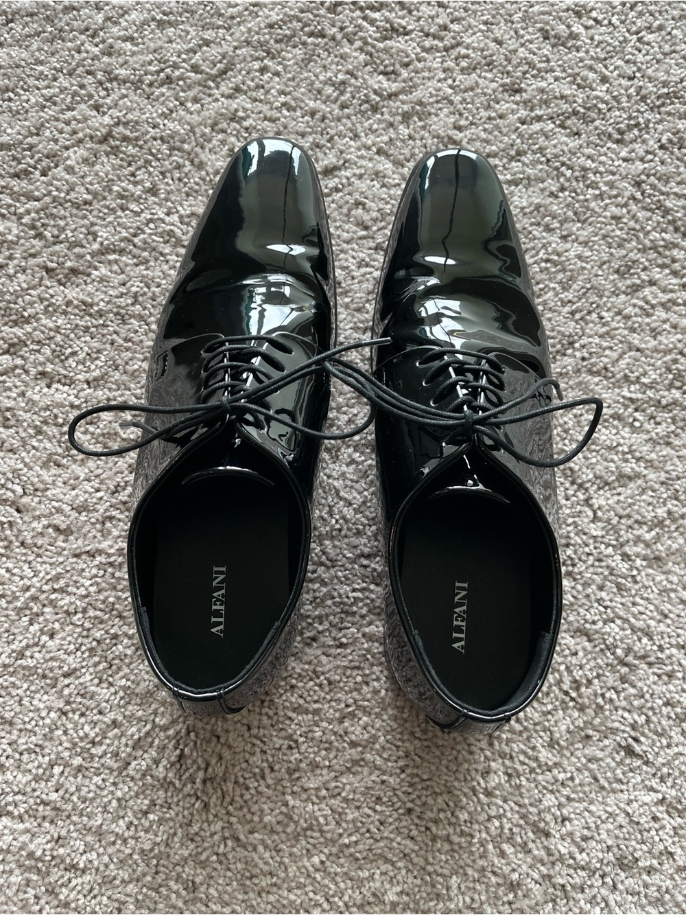 Alfani Black Patent Leather Lace-Up Oxfords